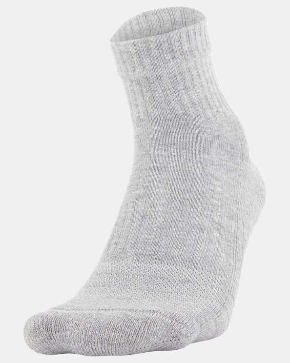 Unisex UA Training Cotton Quarter 6-Pack Socks, Gray, pdpMainDesktop image number 3